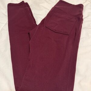 Burgundy Athleta leggings in small tall